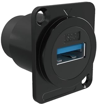 SHANGWEN D-Type USB 3.0 Female to Female Panel Mount Coupler, Square Socket Adapter, Black