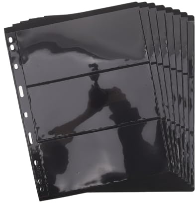 GOOHOCHY 8 Pezzi Raccoglitore per Francobolli 8 Pagine Nere a Doppia Faccia, Fogli Mobili 3 File, Tasche Porta Francobolli, Protezione per Collezionisti di Carte e Monete, per Esposizione
