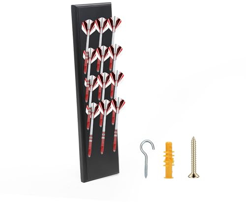 Tutamaz Dart Halter aus Holz für 12 Darts, Darthalter Holz Dartpfeile Halterung Ständer Praktische Dart Zubehör, Wandhalterung Dartständer zur Aufbewahrung von Steeldarts Softdarts (Schwarz)