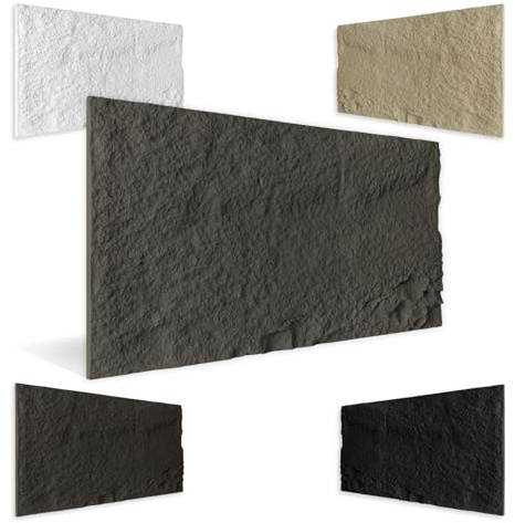 HEXIM Stenutseende stenplattor 8 stycken 120 x 60 cm PU väggbeklädnad 5,84 m² 3D-paneler, krossade stenplattor, väggpaneler, väggdekoration, stenplatta, stenvägg, vardagsrum, innervägg grå (A002-04