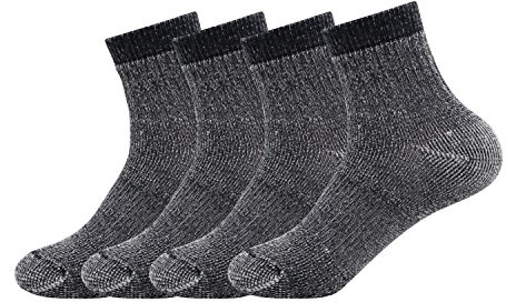 Caudblor Men's Merino Wool Hiking Socks-Thermal Warm Crew Winter Ankle for Trekking,Cycling,Multi Performance,4 Pack