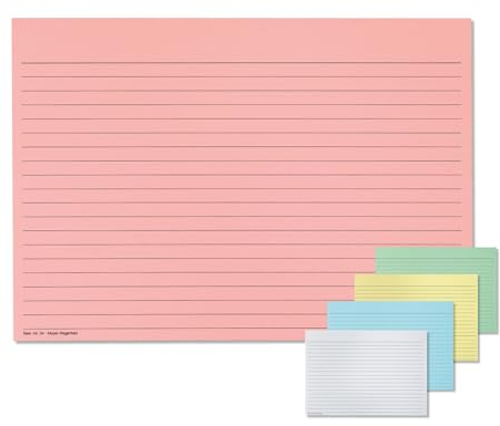 Meyer-Wagenfeld | 100 große Karteikarten DIN A5 liniert, quer | Einlegekarten für Karteitaschen | 190g/m² starker Karton | Farbe: rosa