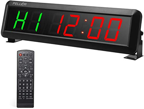 Pellor Fitness Minuteur Horloge Murale d'entraînement avec Chronomètre Timer Interval pour Boxe Tabata, EMOM, MMA Sport Gym
