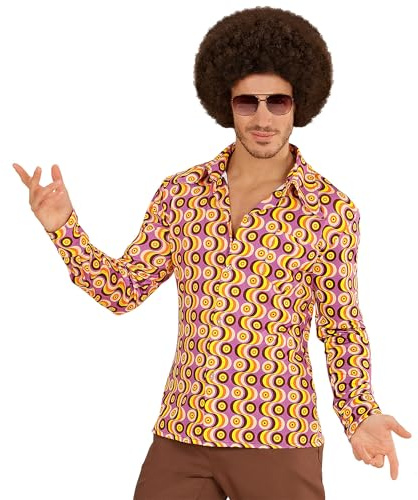 W WIDMANN MILANO Party Fashion - Chemise pour Homme Style années 70 | Style Groovy, chemise look disco, design rétro, déguisement pour le carnaval et les soirées à thème