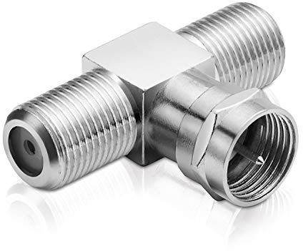 conecto Sat-T-Stück 1-mal F-Stecker auf 2-mal F-Buchse, T-Verteiler für Sat-Verkabelungen