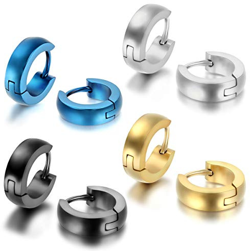 JewelryWe Creolen für Damen und Herren: Kleine runde Huggie Ohrringe aus Edelstahl, Geschenkideen, Edelstahl