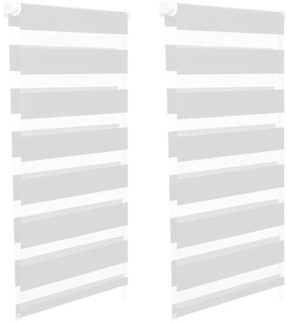 IDMarket - Lot de 2 Stores enrouleurs zébrés Jour Nuit l.45 x H. Max 170 CM Blancs