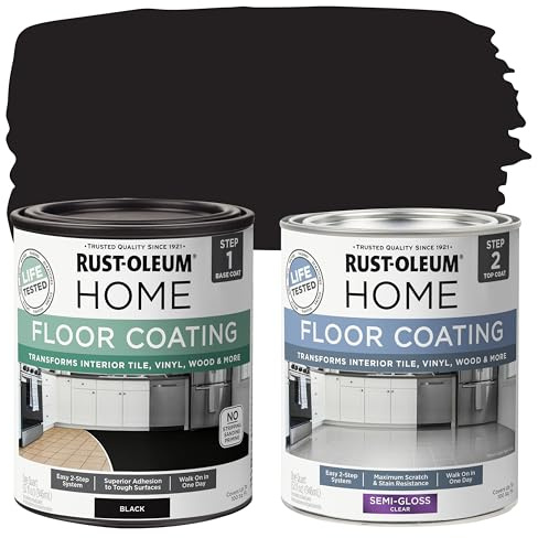 Rust-Oleum 367605 Home Interior Floor Coating Kit, Semi-Gloss Black