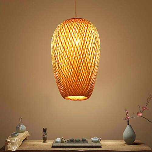 Pendelleuchte Handgemacht Bambus Rattan Decken Lampenschirm E27 Lampenfassung Esstischlampe Höhenverstellbar Pendellampe Wohnzimmer Hängelampe Kronleuchter Für Schlafzimmer Esszimmer Küche Flur
