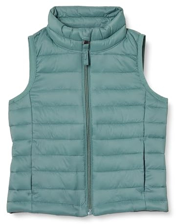 Amazon Essentials Girls' Lightweight Water-Resistant Packable Puffer Vest, Green, Medium
