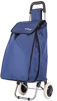 86L Expandable Lightweight Shopping Trolley, Hard Wearing & Foldaway Trendy Folding/Collapsible Push/Pull Carts for Easy Storage with 2 Strong Wheels (86L, Navy)