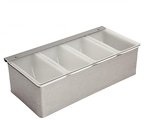 Scatola per condimenti in metallo a 4 scomparti, vassoio per frutta, per organizzazione della conservazione degli alimenti, bar, ristorante, attrezzatura accessoria