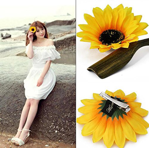 6 Stück 10 cm künstliche Sonnenblumen-Haarspangen, Party, Strand, Sonnenblumen-Haarspange, für Party, Strand, Hochzeit, Haarschmuck
