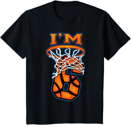 Maglietta da basket per 6° compleanno, scritta I'm 6 Boy Girl 6th Birthday Maglietta