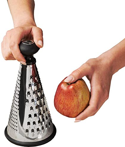 NAVA Küchenreibe Kegelreibe RUND aus Stahl rutschfest MISTY mit 3 Reibeflächen für Gemüse Obst Käse