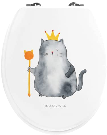 Mr. & Mrs. Panda Motiv WC Sitz Katze König - Geschenk, Katzenartikel, Toilettendeckel, Toilette, WC-Sitz, Klobrille, Katzen, Katzenfan, Cat, Cats,