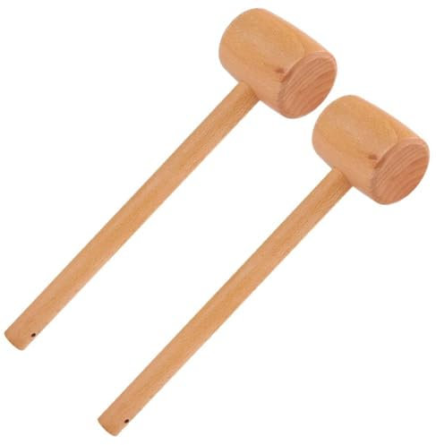 2PCS Wood Mallet, Wooden Hammers Leather Craft Hammer Wooden Crab Lobster Mallet Seafood Shellfish Lobster Small Back Pounding for Fatigue Relief, 295mm