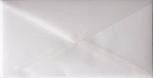 Netuno 100 Umschläge transparent Weiß DIN lang 11x22 cm fein und elegant | 110g Transparentpapier · schöne zarte durchsichtige Kuverts für Hochzeit, Einladungen, Grußkarten, Geldgeschenke & Geburtstag