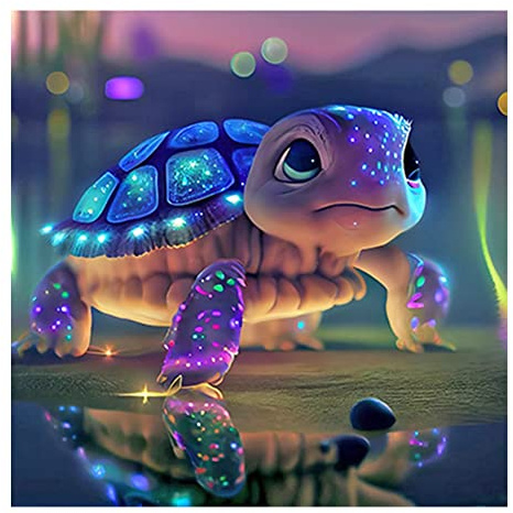 Demiawaking 5D DIY Vollbohrer Diamond Painting Bilder Tiere Set, Diamant Painting Full Drill Kreuzstich Stickerei Tiere Kit Diamantmalerei 30x30cm (Schildkröte)