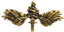 Brosche Anstecknadel für Herren, antikes Gold, geflügeltes Schwert