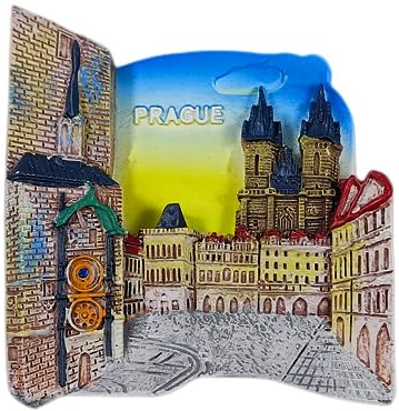 Kühlschrankmagnet, Prag, quadratisch, Tschechien, 3D, Reise-Souvenir, Kühlschrankdekoration, Magnetaufkleber, Bastel-Kollektion