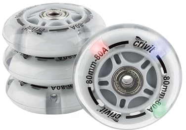 LED Rollen 4er Set Inliner Rollen Ersatzrollen Kugellager Inlineskates Set Wheels ABEC 7 80-80A mm