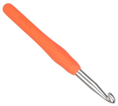 Coopay - Uncinetto 9,0 mm, 1 pezzo, uncinetto in metallo colorato, uncinetti ergonomici con impugnatura morbida e in alluminio di alta qualità, uncinetti per mani artritiche, impugnatura in TPR da 9