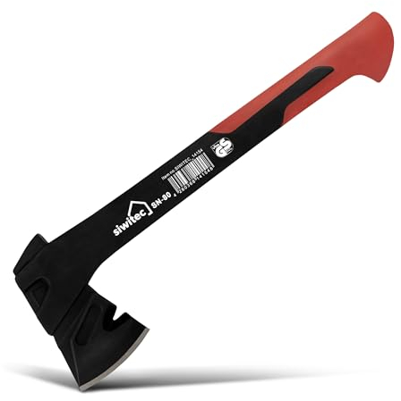siwitec Universalaxt SN-80, Spaltaxt mit 800 Gramm Kopfgewicht, Axt zum Holz spalten mit glasfaserverstärktem Kunststoff-Stiel und C45 Carbon Klinge, Beil