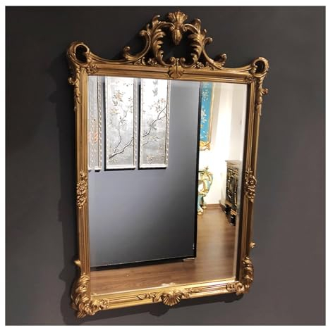 Grande Specchio Barocco Ornato Tradizionale Vintage Dorato, Specchi Rettangolari da Parete 73x106 cm per La Decorazione Della Comò Del Soggiorno Della Camera da Letto