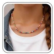 Inateannal Bohème Perlen Halskette Bunte Samen Perlen Halskette Regenbogen Perle Kette Halskettes Kurze Perlens Schlüsselbein Halskettes Schmuck Für Frauen Und Mädchen