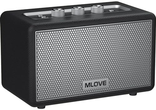 MLOVE A200 Enceinte Bluetooth Portable avec entrée auxiliaire, Emplacement pour Carte Micro SD, Port USB, Caisson de Basses Puissant, couplage TWS, Batterie Longue et Puissance de (Noir)