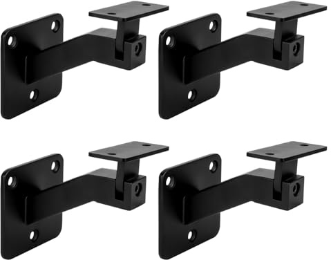 Cokritsm Soporte de Pasamanos Ajustable, 4 piezas Negro | Soportes de Pasamanos de Escalera de Hierro, Soportes Cuadrados Ajustables para Escalera y Escalera