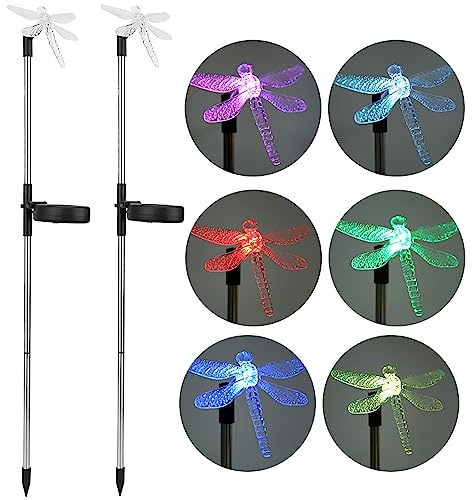 SIXRUN Dragonfly Solar LED Lawn Light Color Changing Garden Stake Light Decoration Energy-Saving Outdoor Ornament