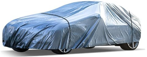 Haipky Silver Weatherproof Full Car Cover, Outdoor Waterproof & Scratch-Resistant, Heat-Resistant, Windproof Straps, Elastic band, Fits for Sedan Length 137-157.5inch