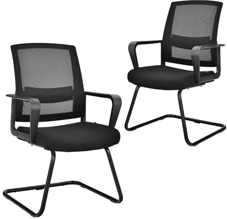 FANTASK 2er Set Bürostühle mit Armlehne, Konferenzstühle drehbar, Schreibtischstühl Computerstühle bis 136kg belastbar