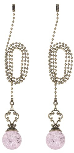 PATIKIL 22 Catena Per Ventilatore Da Soffitto, 2 Pcs Connettore Per Catena Con Cristalli Vintage Ornamento Per Ventilatore Da Soffitto Estensione Per Catena Per Lampade, Rosa (Palla)