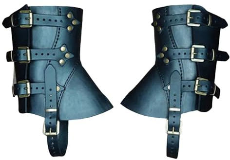 MDFCZXP Mittelalterliche Leder Beinüberzieher Stiefelüberzieher Gothic Retro verstellbare Jagd Beingamaschen Beinschutz für Cosplay Drama Performance,Schwarz,25cm