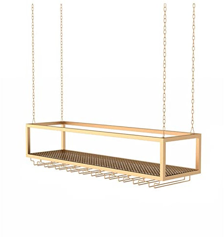 Portabicchieri da vino da appendere al muro con barra anteriore per ristorante parete divisoria soffitto 120 x 25 x 20 cm