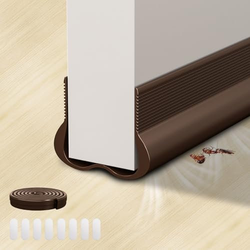 93 cm Zugluftstopper für die Tür, Türbodendichtung, Luftzugstopper mit Doppeldichtung, Türdichtung Türisolierung Windstopper Durchzug, Stoppen Sie Gerüche und Insekten (Braun)
