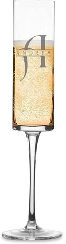 ukgiftstoreonline Modern & Elegant Personalised Tall Champagne Prosecco Glass Any Name and Letter