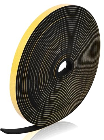 Flintronic Nastro Autoadesivo in Schiuma, 10M-12 * 3mm (Nero) | Guarnizione in Gomma per Porte e Finestre, Guarnizione Porta Insonorizzata Antipioggia, Striscia Tenuta Aria Condizionata