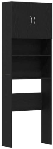 vidaXL Mobile Lavatrice Rovere Nero 64x24x190 cm in Legno Multistrato, mobiletto per lavatrice, armadio lavanderia, mobiletto per il bagno