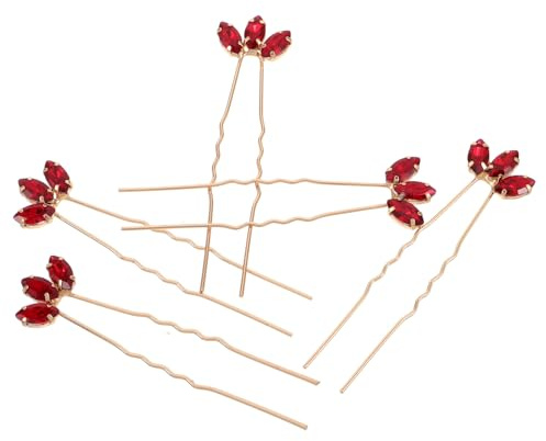 TEMPNAP 5 Horquillas Pelo Accesorios para Cabello Victorianos en Forma Gemas de Imitación Rojos Resistentes y Delicados para Bodas y Eventos Formales