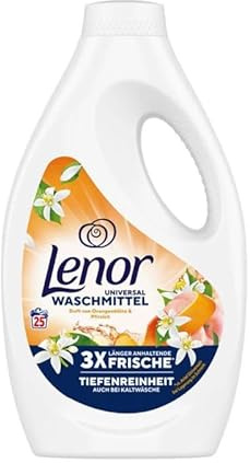 4-pack – Lenor flytande tvättmedel – apelsinblomma och persika – 1 250 ml/25 tvättladdningar