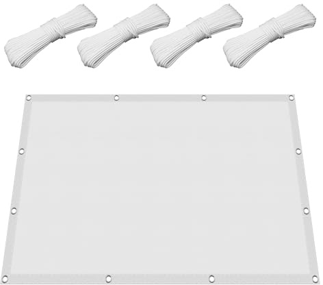 Toile d'ombrage Voile Ombrage Pergola 3 x 4 m Protection des Rayons UV Toile Ombrage Auvent Rectangulaire avec Oeillets Cordons pour Balcon Terrasse et Jardin, Blanc