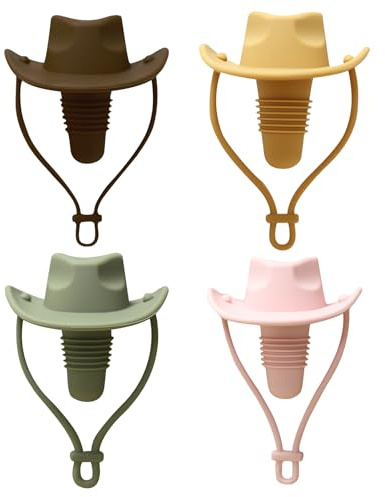 Cowboy Hat Wine Stopper, 4 Colors Silicone Wine Stopper for Wines Bottle, Leakproof Cowboy Hat Wines Bottle Stoppers Funny, 2025 Novelty Champagne Wine Bottles Sealers Plug, for Kitchen Gadgets
