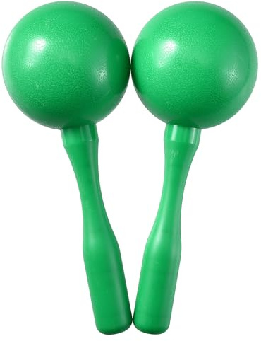 HILAZA Loud Maracas for Kids Adults, 8 Inch, Set of 2, Green