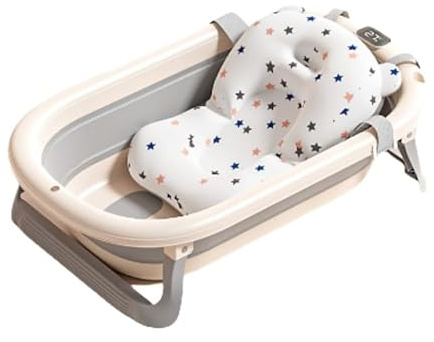 Homewell XXL Bañera Bebé Plegable Bañera Bebé con Termómetro Integrado, Bañera de Viaje Portátil, Ideal para Bebés y Niños de 0 a 24 meses Newborn Essentials
