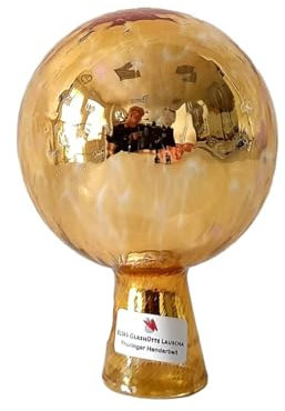 Rosenkugel Gartenkugel 9 cm aus Glas Venezia Mini, Bernstein, verspiegelt | für Garten, Pflanzentopf oder Balkon