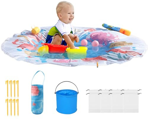Piscine de Plage pour, pataugeoire pour bébé, flaques de Plage pataugeoire avec Sac de Transport, Jeu d'eau étanche au Sable, Jouet d'été pour